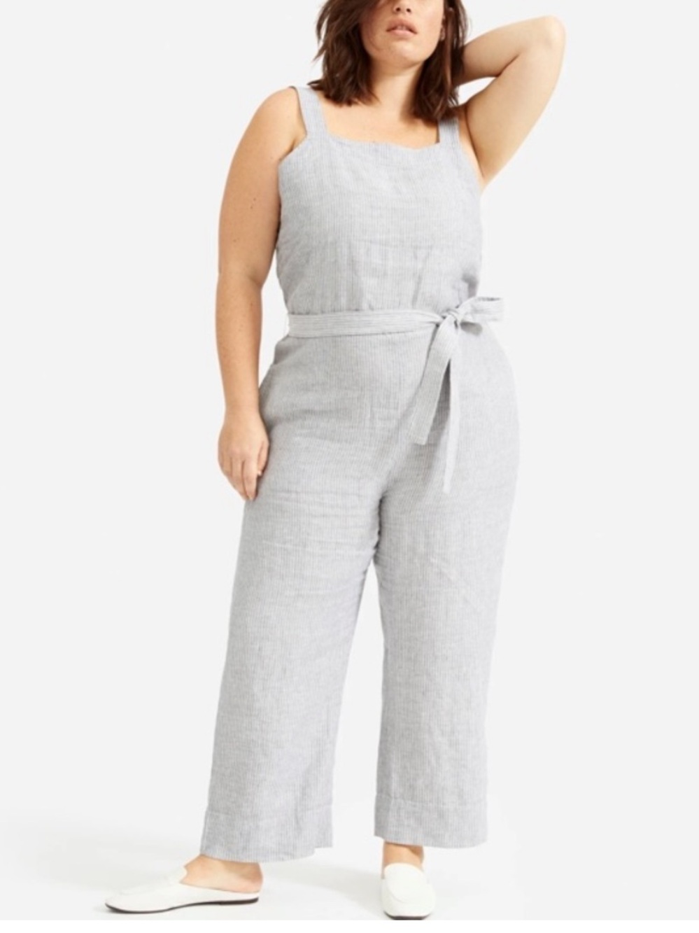 Everlane Square Neck Striped Linen Jumpsuit 6